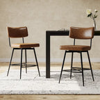 Roomfitters 26 taburetes de mostrador retro giratorios, juego de 2 sillas de bar de cuero PU con asiento acolchado y estructura de hierro