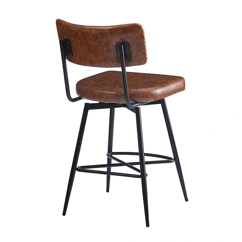 Roomfitters 26 taburetes de mostrador retro giratorios, juego de 2 sillas de bar de cuero PU con asiento acolchado y estructura de hierro