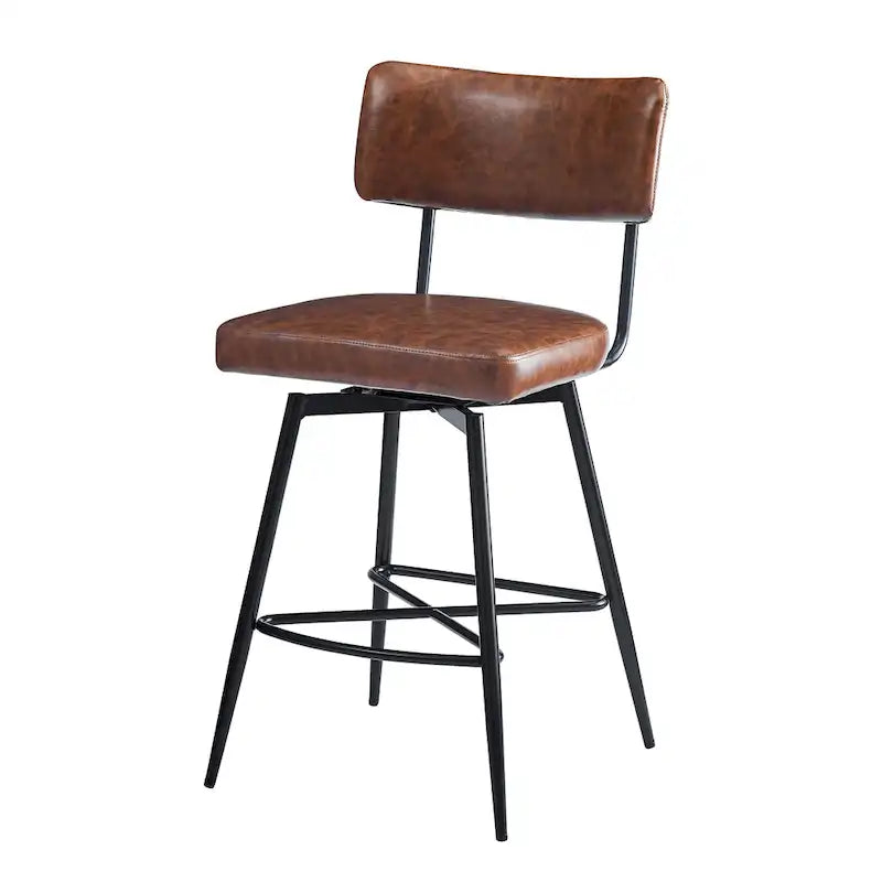 Roomfitters 26 taburetes de mostrador retro giratorios, juego de 2 sillas de bar de cuero PU con asiento acolchado y estructura de hierro