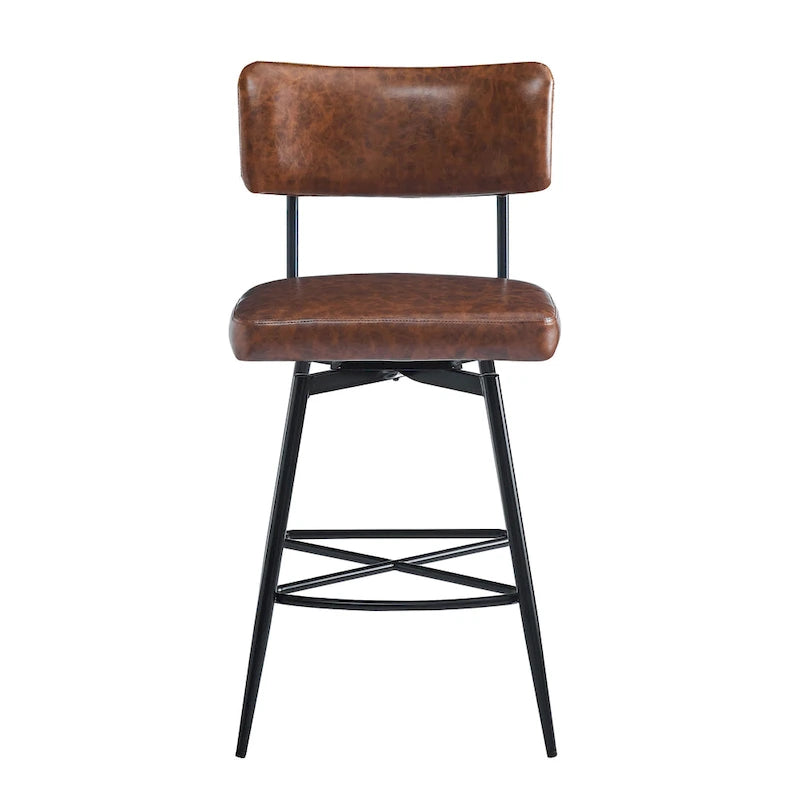 Roomfitters 26 taburetes de mostrador retro giratorios, juego de 2 sillas de bar de cuero PU con asiento acolchado y estructura de hierro