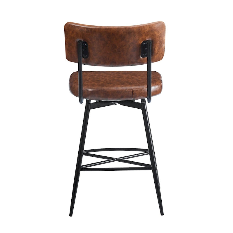 Roomfitters 26 taburetes de mostrador retro giratorios, juego de 2 sillas de bar de cuero PU con asiento acolchado y estructura de hierro