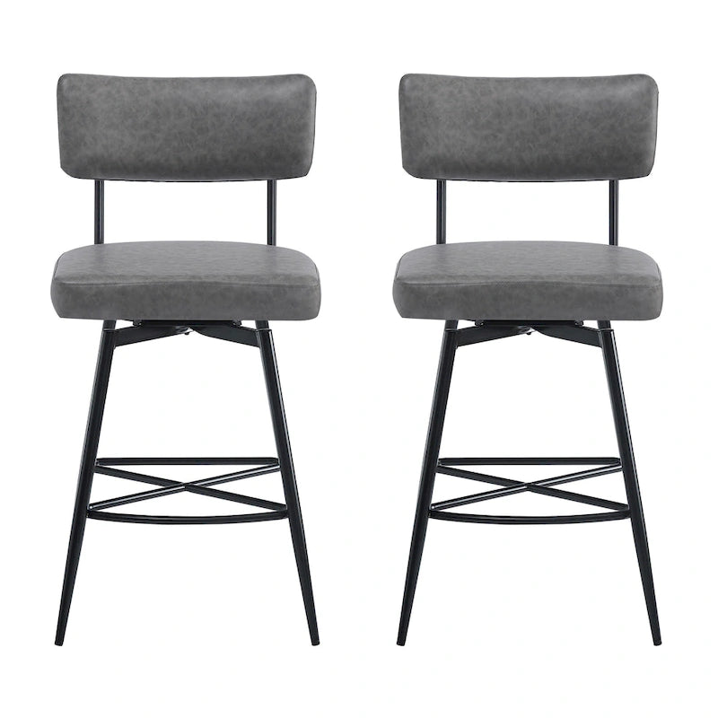 Roomfitters 26 taburetes de mostrador retro giratorios, juego de 2 sillas de bar de cuero PU con asiento acolchado y estructura de hierro