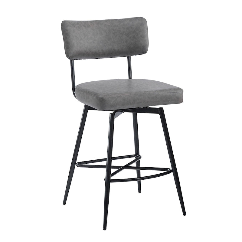 Roomfitters 26 taburetes de mostrador retro giratorios, juego de 2 sillas de bar de cuero PU con asiento acolchado y estructura de hierro