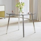 Mesa de comedor de cristal templado negro/transparente/dorado – Cuadrada, 4 plazas