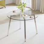 Mesa de comedor de cristal templado negro/transparente/dorado – Cuadrada, 4 plazas