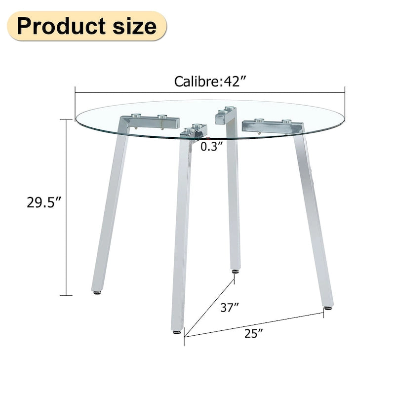 Mesa de comedor de cristal templado negro/transparente/dorado – Cuadrada, 4 plazas