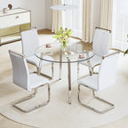 Mesa de comedor de cristal templado negro/transparente/dorado – Cuadrada, 4 plazas