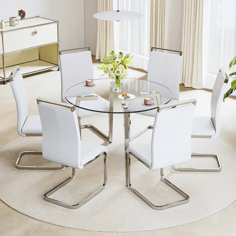 Mesa de comedor de cristal templado negro/transparente/dorado – Cuadrada, 4 plazas