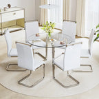 Mesa de comedor de cristal templado negro/transparente/dorado – Cuadrada, 4 plazas