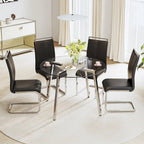Mesa de comedor de cristal templado negro/transparente/dorado – Cuadrada, 4 plazas