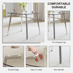 Mesa de comedor de cristal templado negro/transparente/dorado – Cuadrada, 4 plazas