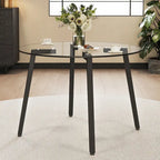Mesa de comedor de cristal templado negro/transparente/dorado – Cuadrada, 4 plazas