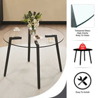 Mesa de comedor de cristal templado negro/transparente/dorado – Cuadrada, 4 plazas
