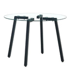 Mesa de comedor de cristal templado negro/transparente/dorado – Cuadrada, 4 plazas