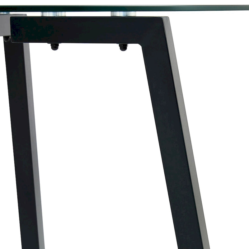 Mesa de comedor de cristal templado negro/transparente/dorado – Cuadrada, 4 plazas