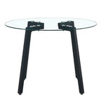 Mesa de comedor de cristal templado negro/transparente/dorado – Cuadrada, 4 plazas