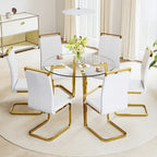 Mesa de comedor de cristal templado negro/transparente/dorado – Cuadrada, 4 plazas