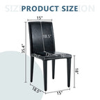 Silla de Comedor Negra sin Brazos, Juego de 4, Asiento de Cuero PU, Patas Metálicas