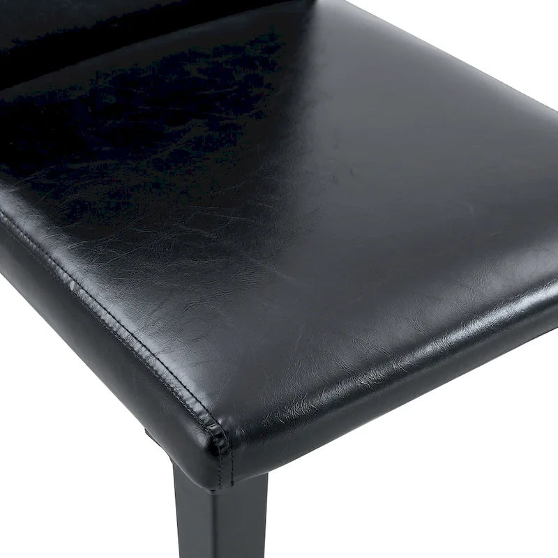 Silla de Comedor Negra sin Brazos, Juego de 4, Asiento de Cuero PU, Patas Metálicas