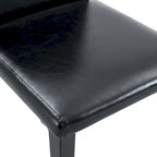 Silla de Comedor Negra sin Brazos, Juego de 4, Asiento de Cuero PU, Patas Metálicas