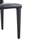 Silla de Comedor Negra sin Brazos, Juego de 4, Asiento de Cuero PU, Patas Metálicas