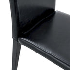 Silla de Comedor Negra sin Brazos, Juego de 4, Asiento de Cuero PU, Patas Metálicas
