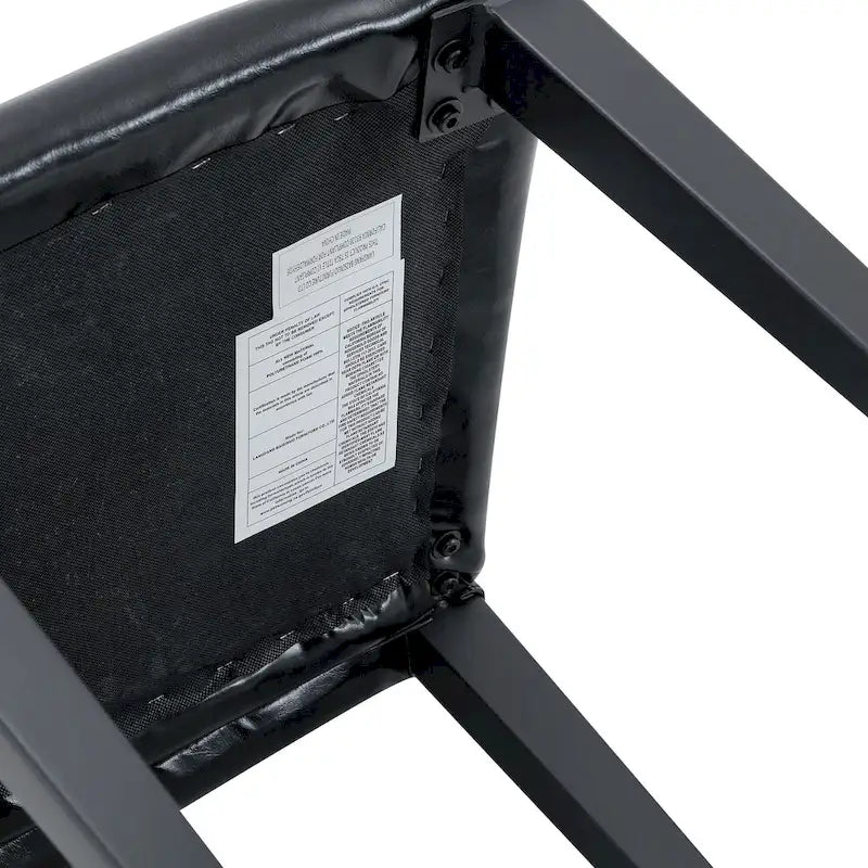 Silla de Comedor Negra sin Brazos, Juego de 4, Asiento de Cuero PU, Patas Metálicas