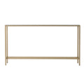 Mesa consola de cristal con espejo plateado, patas de metal dorado y estilo moderno - 56 L x 8 W x 30 H
