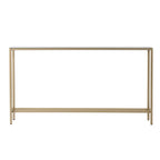 Mesa consola de cristal con espejo plateado, patas de metal dorado y estilo moderno - 56 L x 8 W x 30 H