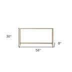 Mesa consola de cristal con espejo plateado, patas de metal dorado y estilo moderno - 56 L x 8 W x 30 H