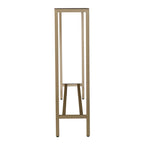 Mesa consola de cristal con espejo plateado, patas de metal dorado y estilo moderno - 56 L x 8 W x 30 H