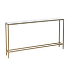 Mesa consola de cristal con espejo plateado, patas de metal dorado y estilo moderno - 56 L x 8 W x 30 H