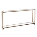 Mesa consola de espejo y cristal con marco de metal y estante - 56 L x 8 An x 29 Al