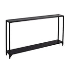 Mesa consola de espejo y cristal con marco de metal y estante - 56 L x 8 An x 29 Al