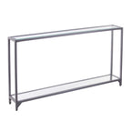 Mesa consola de espejo y cristal con marco de metal y estante - 56 L x 8 An x 29 Al