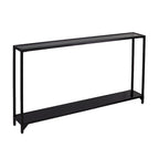 Glass Mirrored Console Table and Metal Frame with Shelf - 56 L x 8 W x 29 H