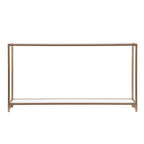 Mesa consola de espejo y cristal con marco de metal y estante - 56 L x 8 An x 29 Al