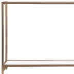 Mesa consola de espejo y cristal con marco de metal y estante - 56 L x 8 An x 29 Al