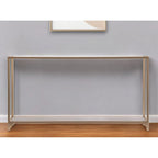 Mesa consola de espejo y cristal con marco de metal y estante - 56 L x 8 An x 29 Al