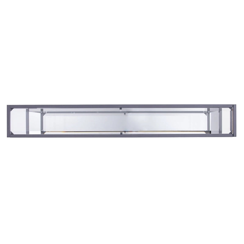 Mesa consola de espejo y cristal con marco de metal y estante - 56 L x 8 An x 29 Al