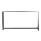 Mesa consola de espejo y cristal con marco de metal y estante - 56 L x 8 An x 29 Al