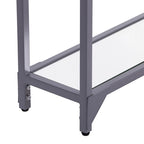 Mesa consola de espejo y cristal con marco de metal y estante - 56 L x 8 An x 29 Al
