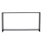 Mesa consola de espejo y cristal con marco de metal y estante - 56 L x 8 An x 29 Al