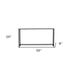 Mesa consola de espejo y cristal con marco de metal y estante - 56 L x 8 An x 29 Al