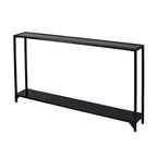 Mesa consola de espejo y cristal con marco de metal y estante - 56 L x 8 An x 29 Al