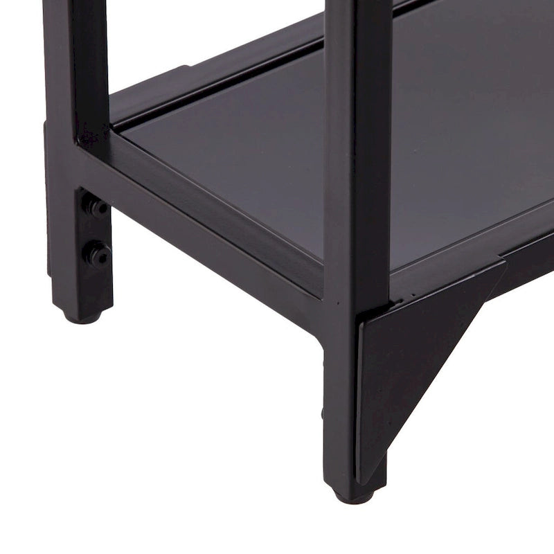 Mesa consola de espejo y cristal con marco de metal y estante - 56 L x 8 An x 29 Al