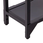 Mesa consola de espejo y cristal con marco de metal y estante - 56 L x 8 An x 29 Al