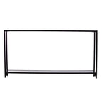 Mesa consola de espejo y cristal con marco de metal y estante - 56 L x 8 An x 29 Al