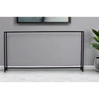 Mesa consola de espejo y cristal con marco de metal y estante - 56 L x 8 An x 29 Al