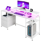 Escritorio esquinero en forma de L, escritorio giratorio 360 grados para oficina en casa con estantes de almacenamiento, estación de trabajo con mesa de escritura